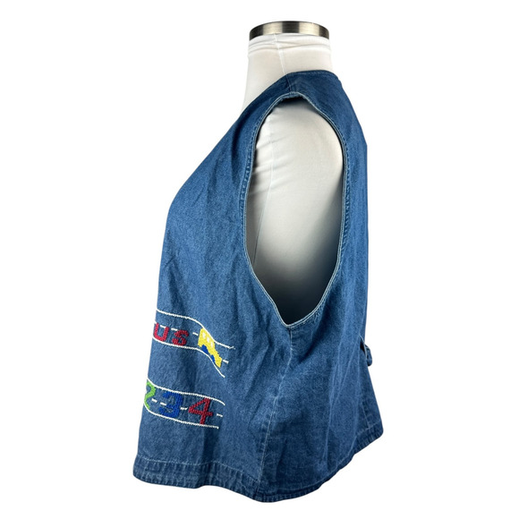NWT Lemon Grass 90s Denim Vest Embroidered Plus Size 20W 20 Teacher Educator - Picture 9 of 13